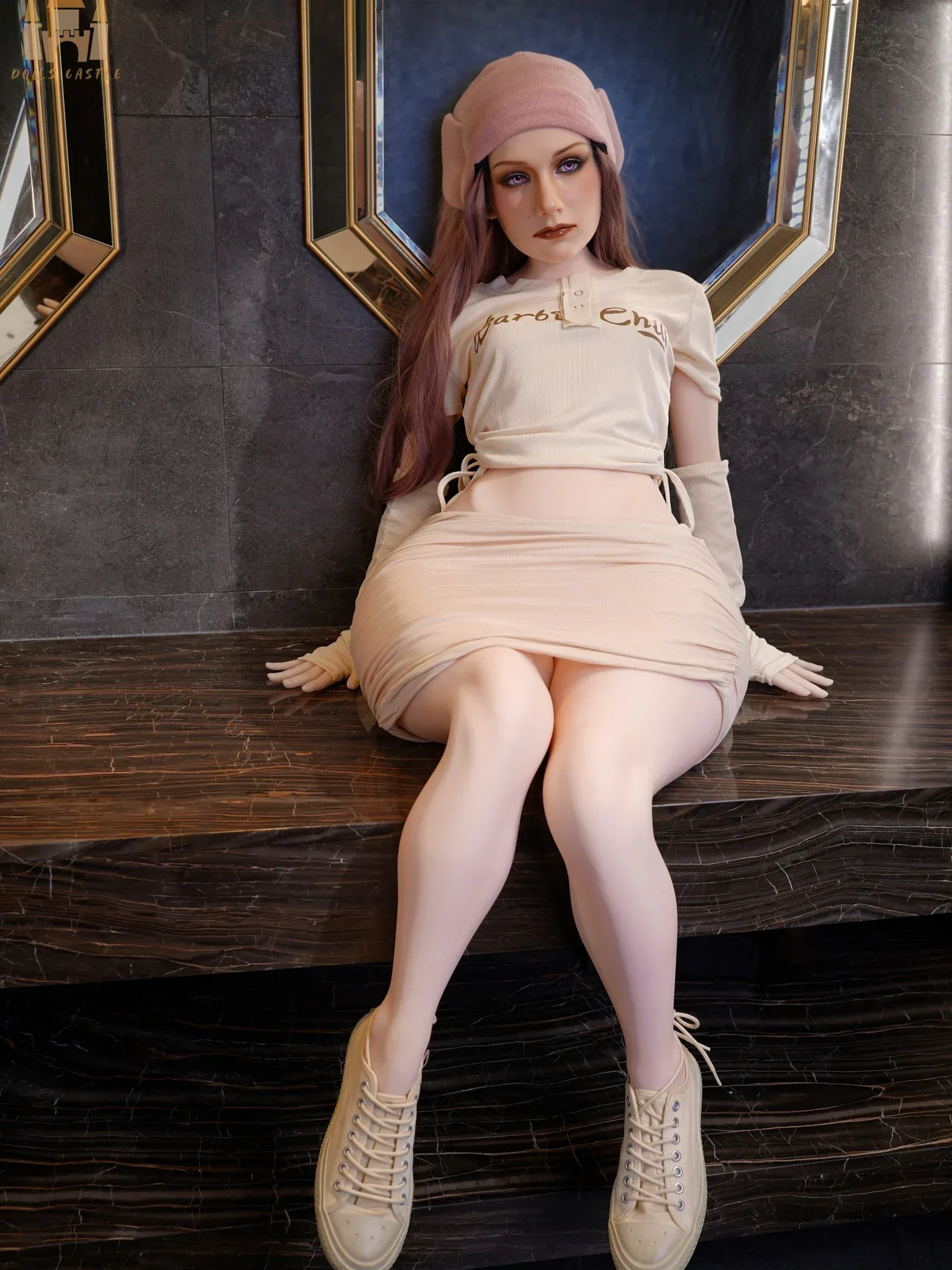 F9301-150cm\/4ft9-41kg B Cup ROS Silicone Head Flat Chest Life Size Trans Sex Doll with Fixed 6.7\" Dildo｜Doll Castle view 7