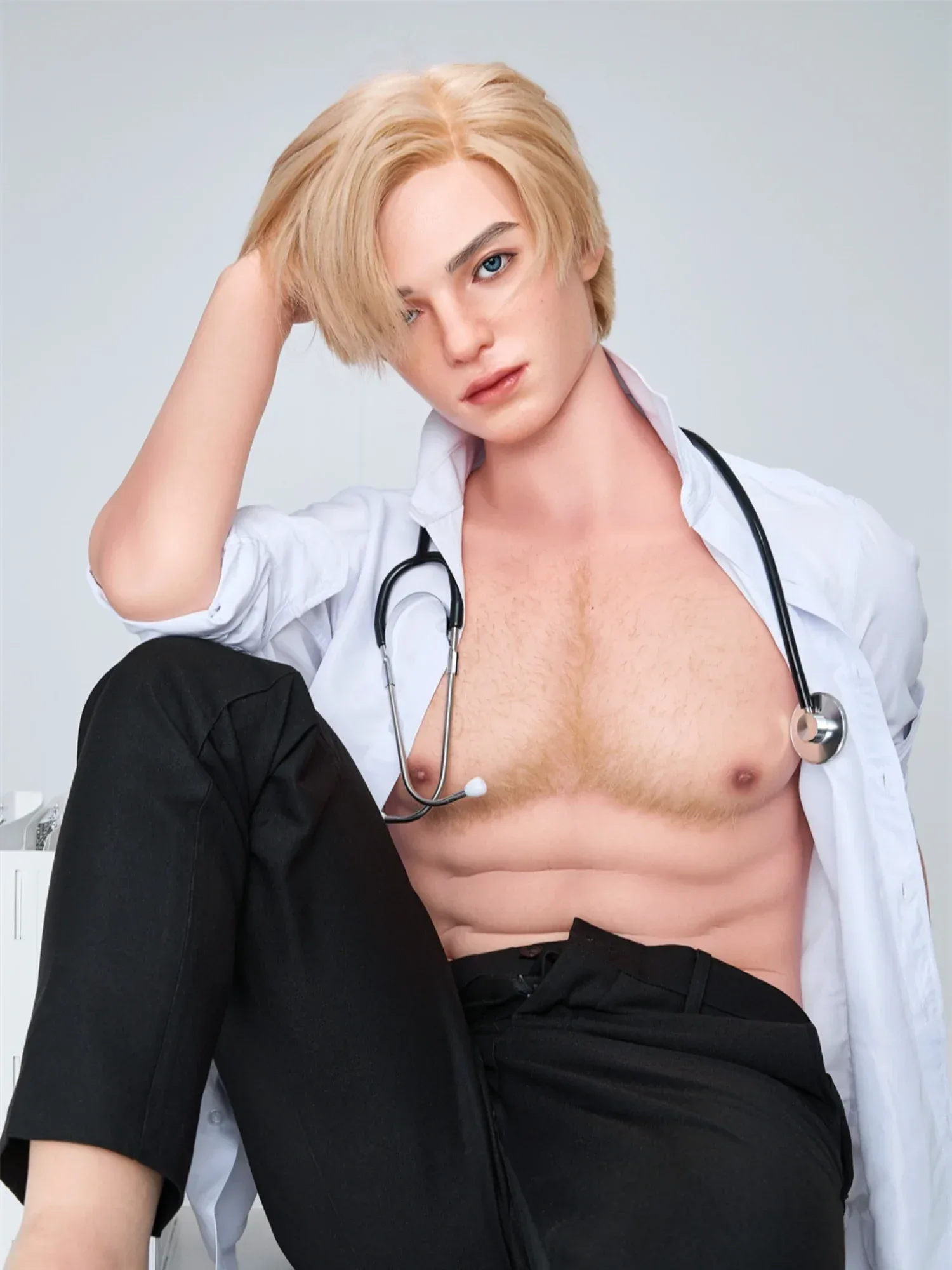 F4557-170cm\/5ft7-38kg Silicone Femboy Sex Dolls with Blond Hair - Irontech Doll view 5