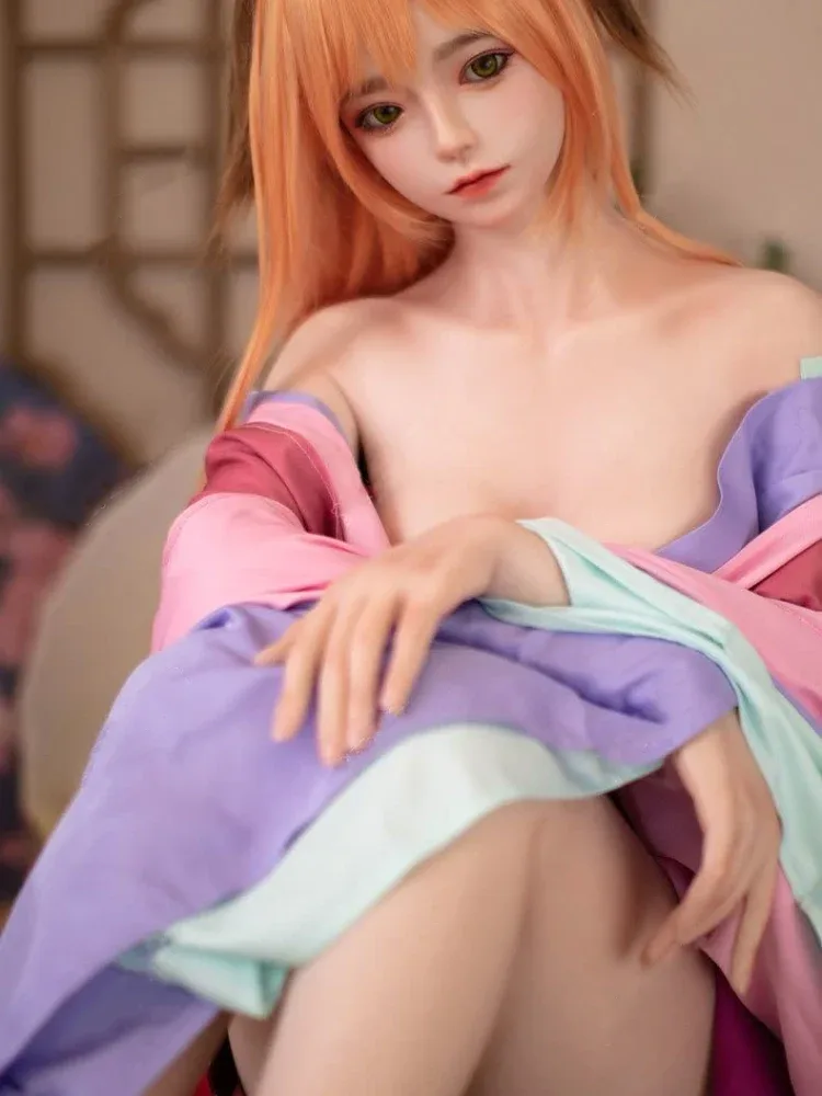 F5104-150cm\/4ft9 D Cup Yui Asian Orange Hair Sexy Silicone Sex Doll|JX Doll view 3