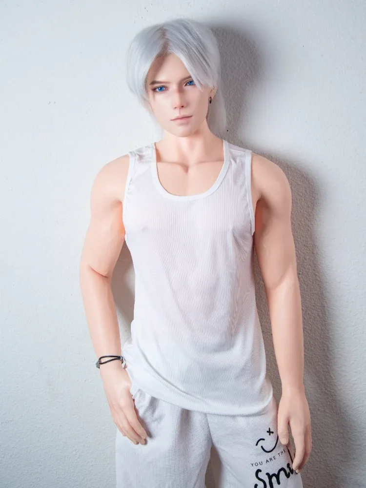 F7671-185cm\/6ft1-41kg Silicone Realistic Big Dick Male Sex Doll Shen Mo with 8.27in penis\u0026Implanted Hair | Qita doll view 5