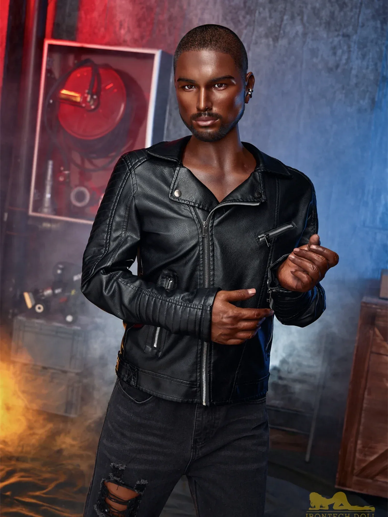 F4574-170cm\/5ft7-38kg 2026 Realistic Black Ebony Male Sex Doll with Big Dick-Muscular Tough Guy | Irontech Doll view 4