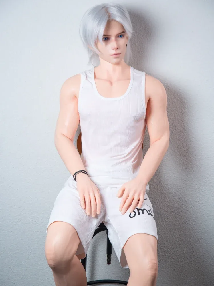 F7671-185cm\/6ft1-41kg Silicone Realistic Big Dick Male Sex Doll Shen Mo with 8.27in penis\u0026Implanted Hair | Qita doll view 10