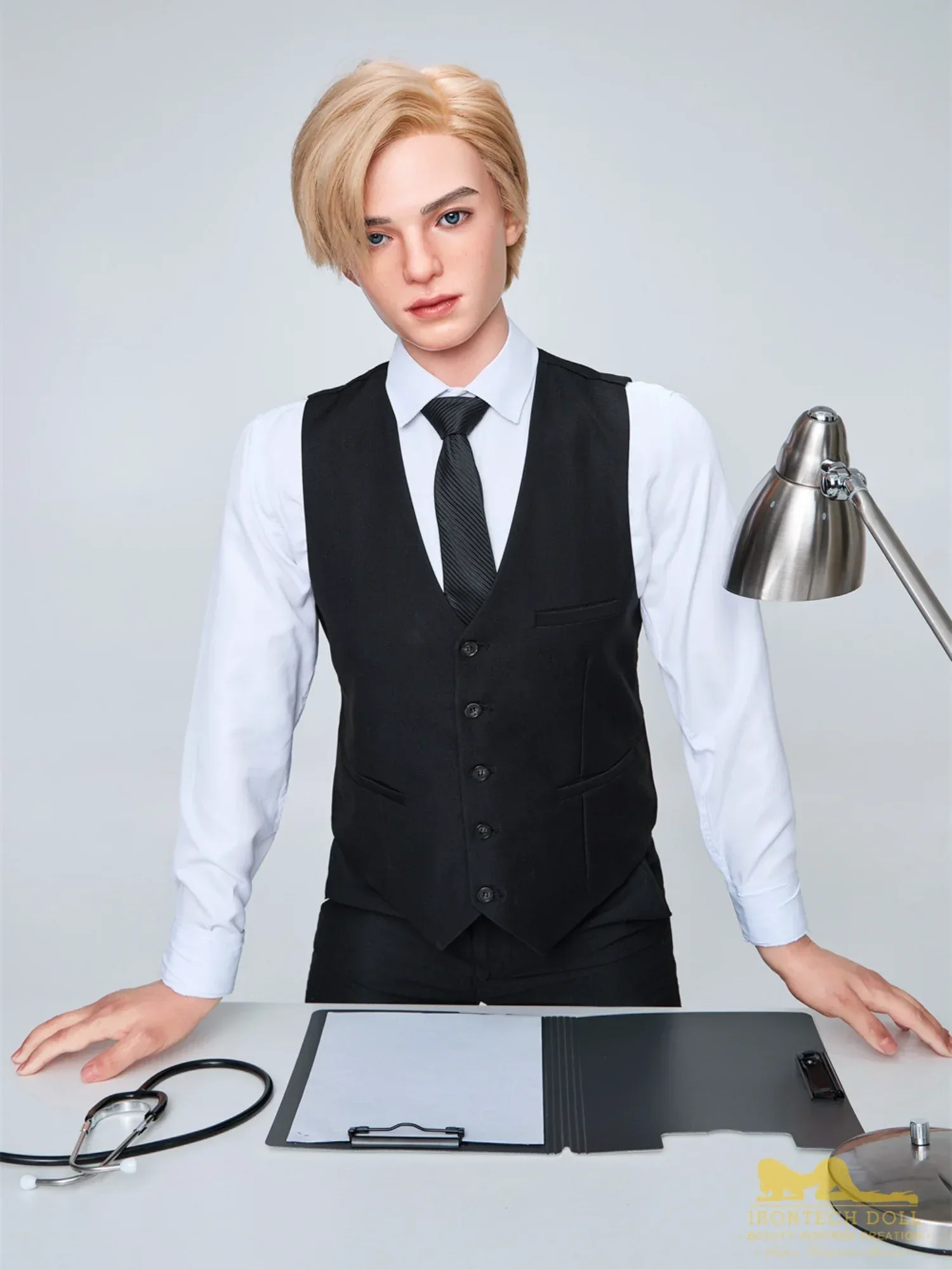 F4557-170cm\/5ft7-38kg Silicone Femboy Sex Dolls with Blond Hair - Irontech Doll view 10