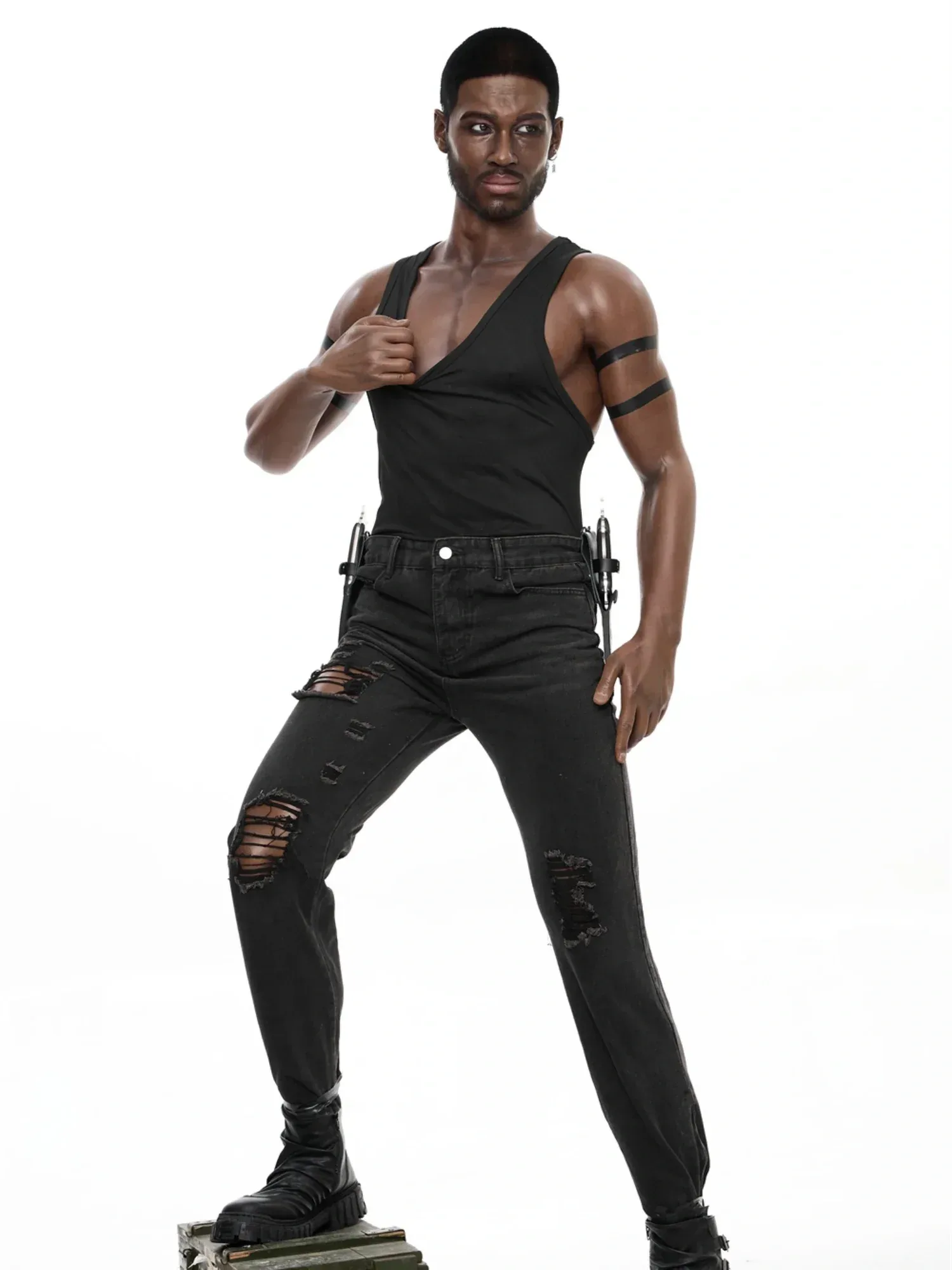 F4554-176cm-40kg Strong Abs Ebony Silicone Male Sex Doll | Irontech Doll view 5