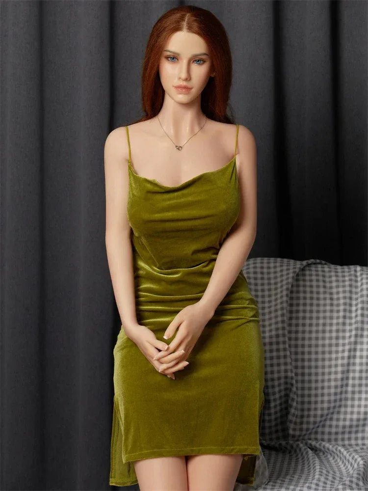F606—160cm\/5ft3(32kg) Fido D Cup Silicone Green Dress Girl Lifesize For Men BBW Sex Doll | CST Doll view 2