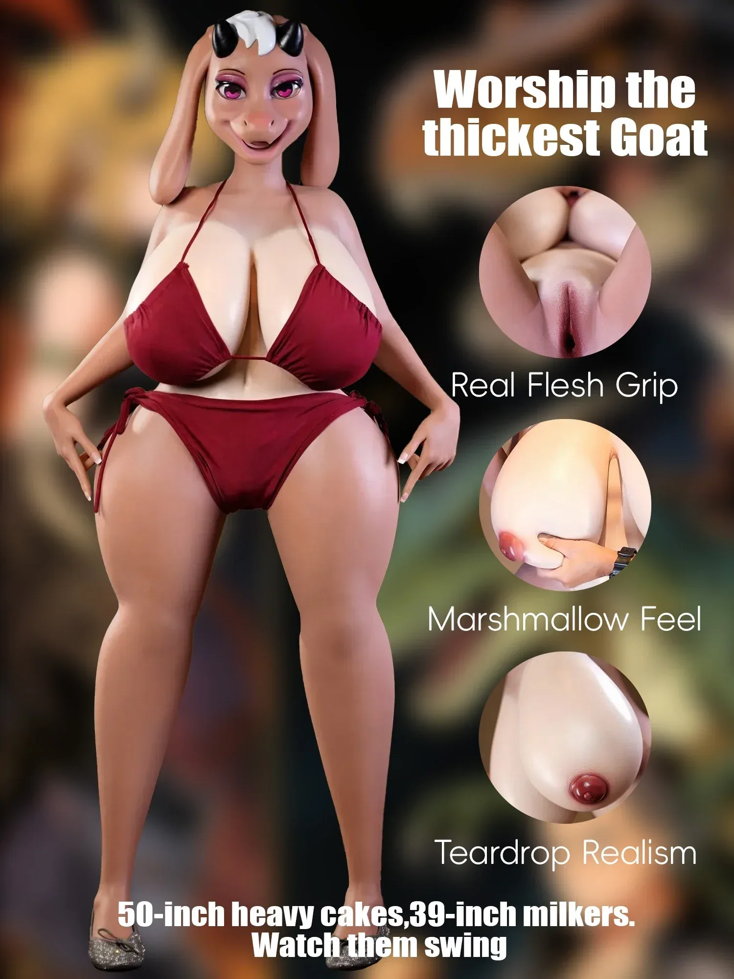 F9194-155cm 47.5kg M Cup Goat Mommy Anime Lifelike Furries Silicone Hentai ssbbw anthro sex doll｜Doll Castle